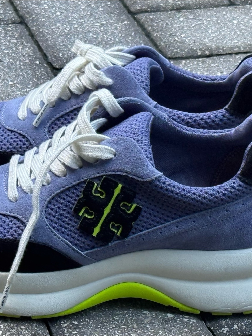 Tory Burch Good Luck Trainer Sneakers Women’s 8 Purple Neon Green Platform